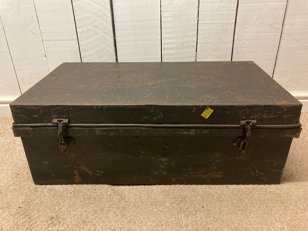 Vintage Black Painted Metal Storage Box Tool Box