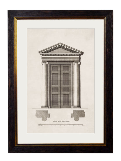 c 1756 study of a corinthian door in size 50 x 70cm - glass-fronted framed wall art print with solid wood frame, perfect for statement wall decor