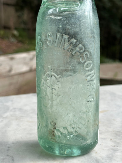 James Simpson Antique Aqua Blue Bottle - Vintage Glass BottleThe Furniture Recycling ShopBottle