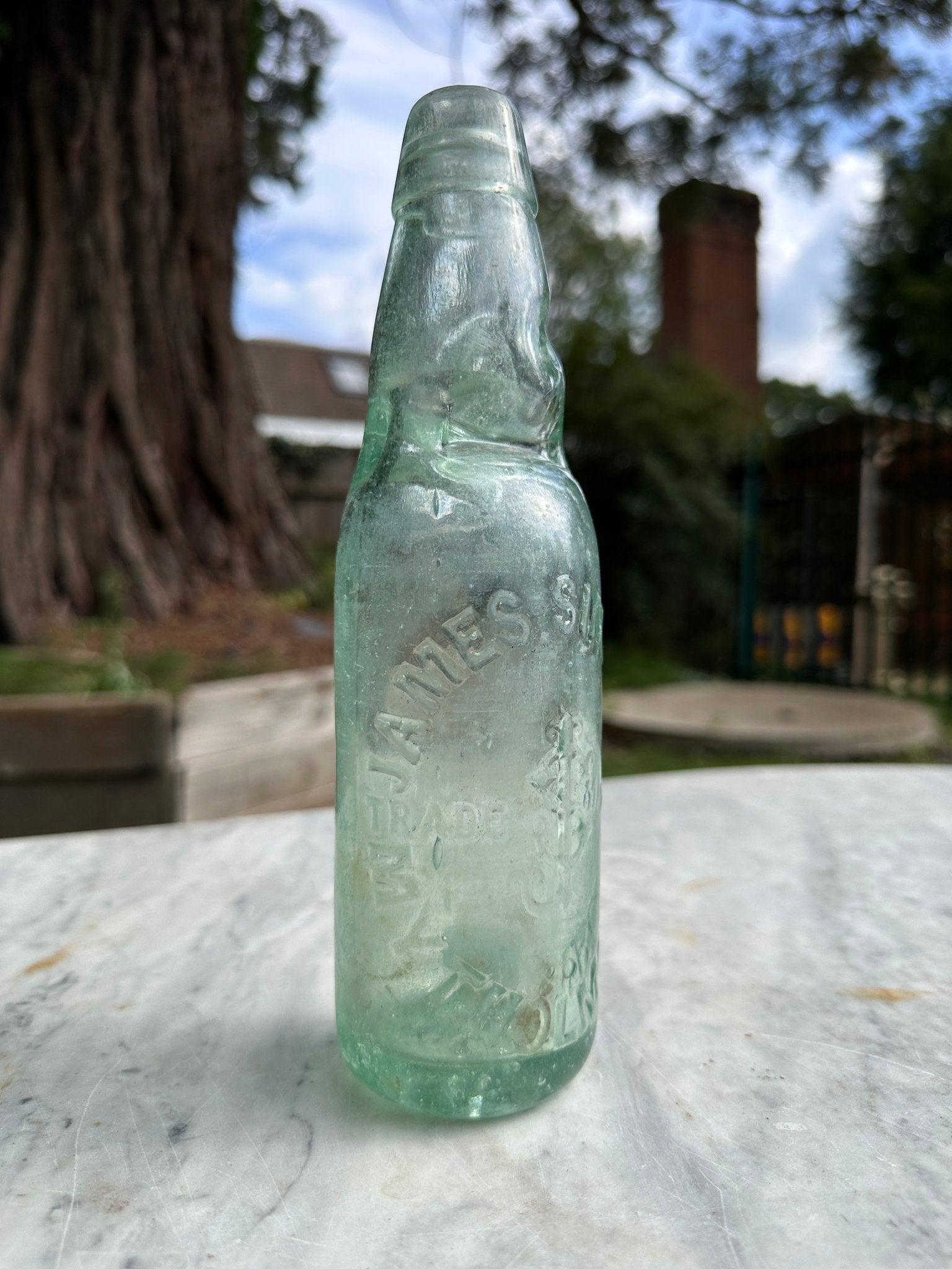 James Simpson Antique Aqua Blue Bottle - Vintage Glass BottleThe Furniture Recycling ShopBottle
