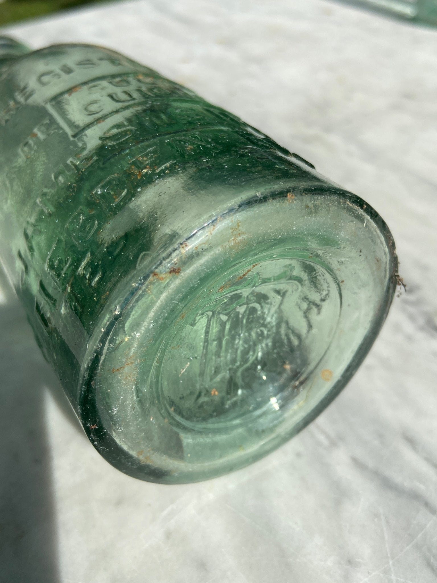 James Simpson, Hebden, Bristol Antique Aqua Green Glass Bottle - Vintage Glass BottleThe Furniture Recycling ShopBottle