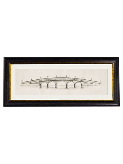 c 1737 chatsworth park bridge framed print in size 95 x 38cm - glass-fronted framed wall art print with solid wood frame, ideal for modern interiors