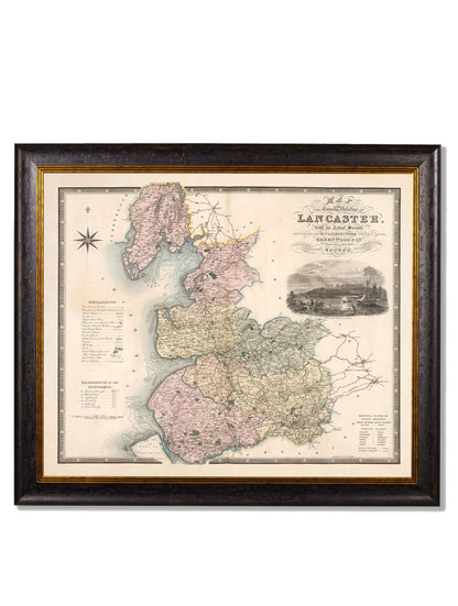 c 1830 map of the county of bedford in size 70 x 84cm - glass-fronted framed wall art print with solid wood frame, adds elegance to your decor