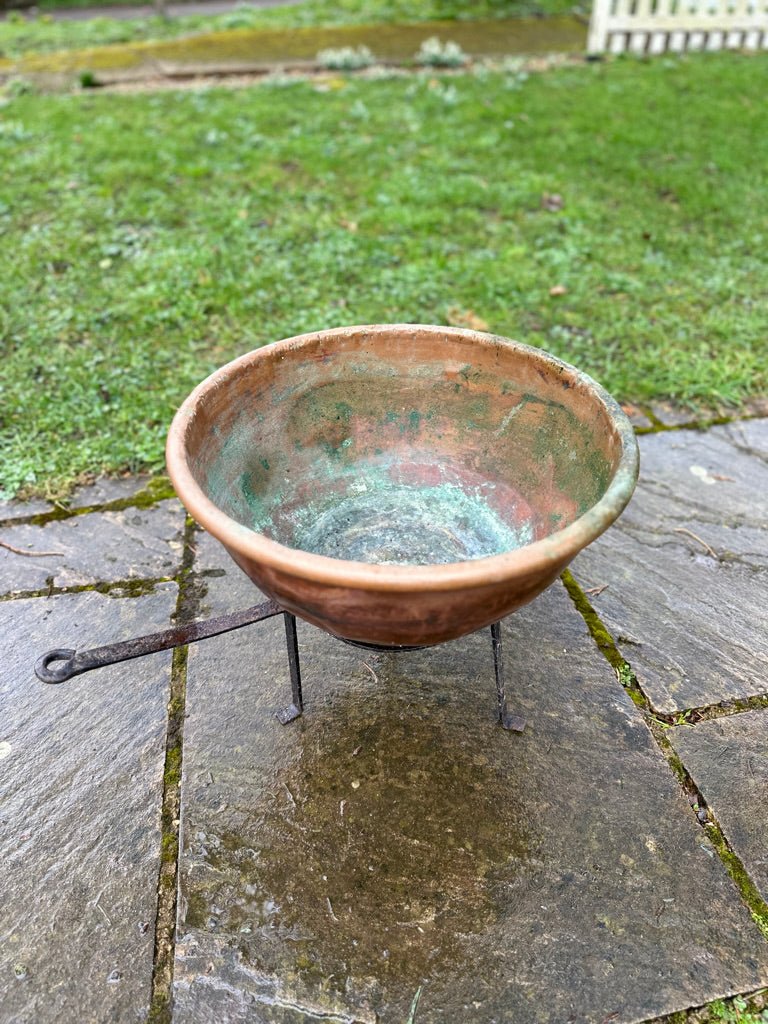 Large 19th Century French Copper Cooking Cauldron Bowl On Stand / Log Basket / Planter VaseThe Furniture Recycling ShopFurniture