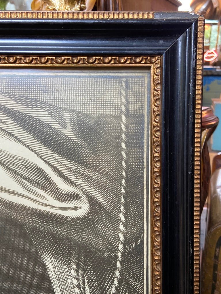 Large Black and White Print Picture of An Etching Of Edward Russel, Earl of Orford Framed in Black and GoldThe Furniture Recycling ShopFurniture
