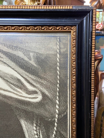 Large Black and White Print Picture of An Etching Of Edward Russel, Earl of Orford Framed in Black and GoldThe Furniture Recycling ShopFurniture
