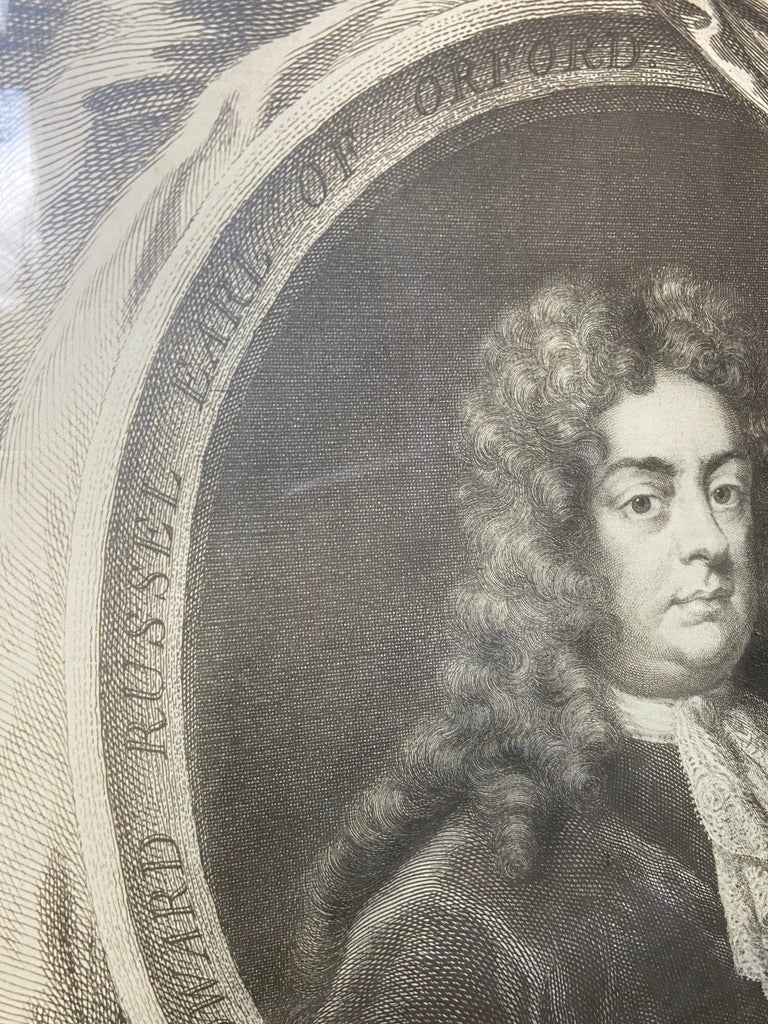 Large Black and White Print Picture of An Etching Of Edward Russel, Earl of Orford Framed in Black and GoldThe Furniture Recycling ShopFurniture