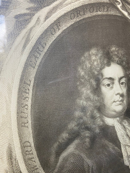 Large Black and White Print Picture of An Etching Of Edward Russel, Earl of Orford Framed in Black and GoldThe Furniture Recycling ShopFurniture