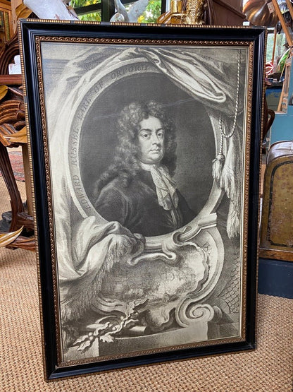 Large Black and White Print Picture of An Etching Of Edward Russel, Earl of Orford Framed in Black and GoldThe Furniture Recycling ShopFurniture