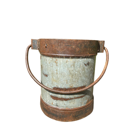 Large Indian Metal Galvanised Pail Bucket With HandleThe Furniture Recycling Shop
