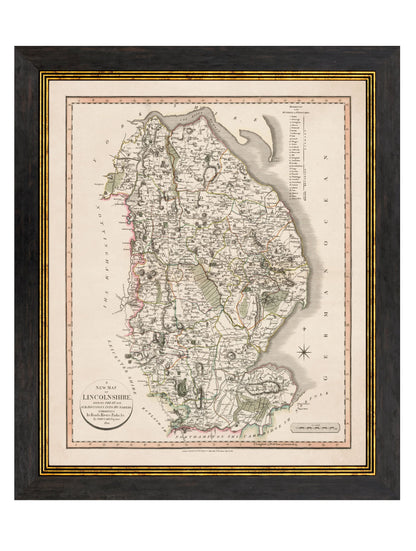 c 1806 county maps of england in size 84 x 70cm - glass-fronted framed wall art print with solid wood frame, perfect for statement wall decor