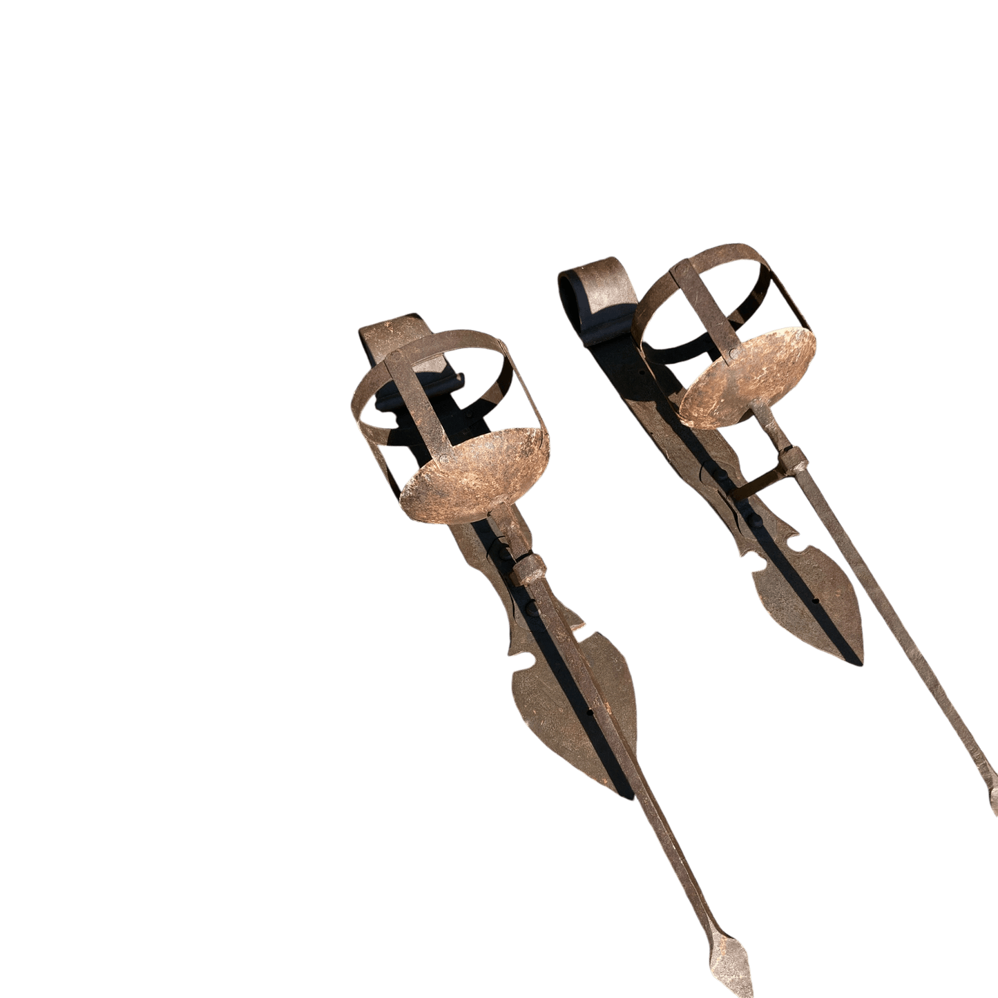 Medieval style iron flambeau/candlestick holdersThe Furniture Recycling Shop