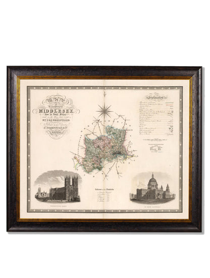 c 1830 map of the county of bedford in size 70 x 84cm - glass-fronted framed wall art print with solid wood frame, adds elegance to your decor