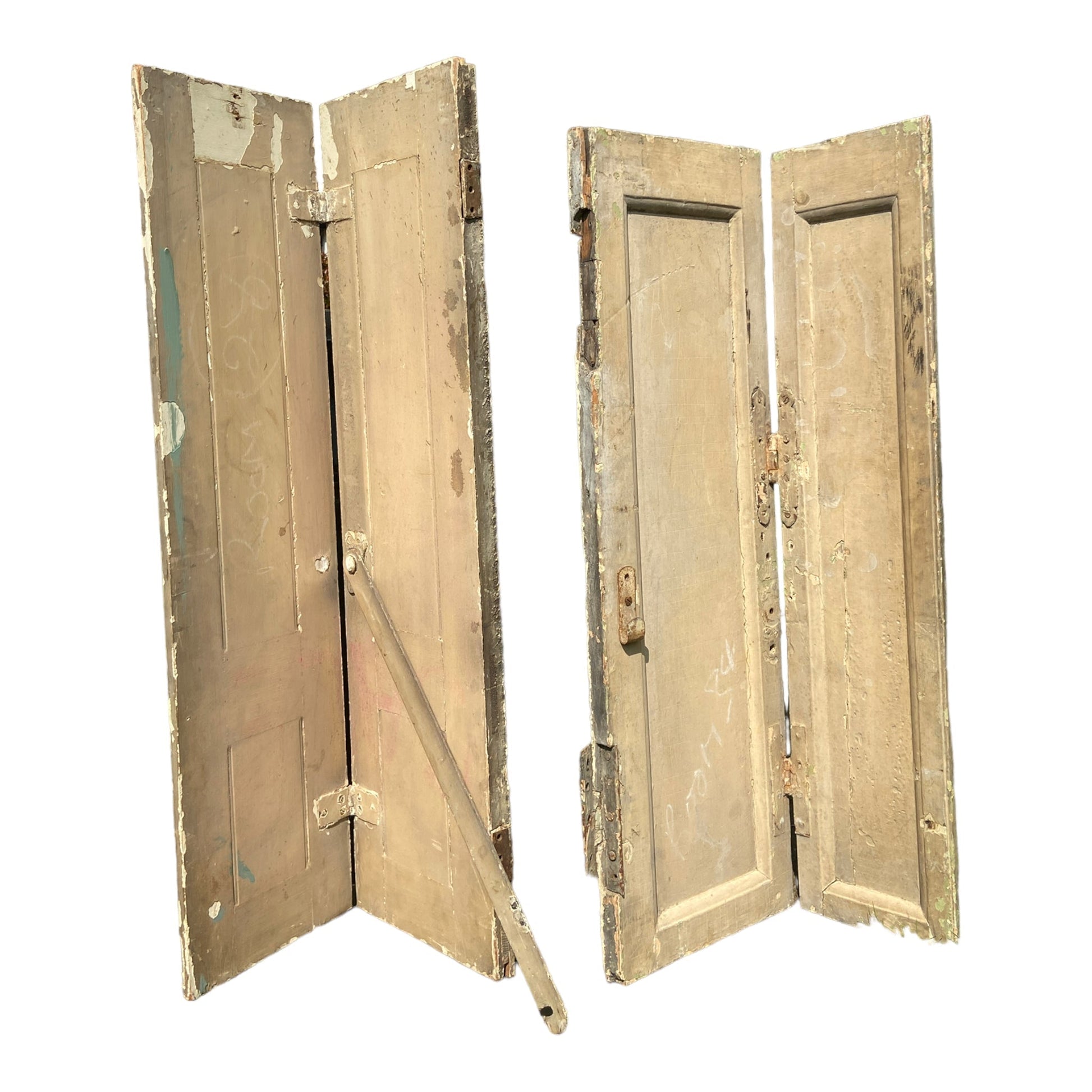Mismatched Pair of Vintage French Painted Window ShuttersThe Furniture Recycling ShopFurniture