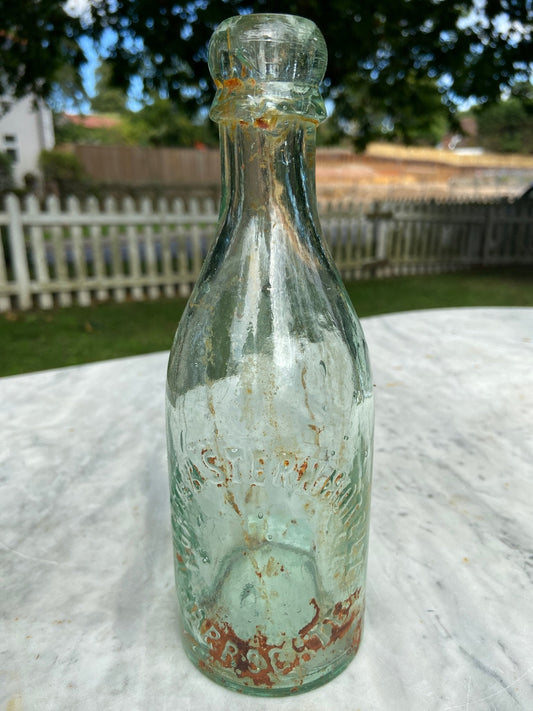 North Eastern Hotel Antique Aqua Green Glass Bottle - Vintage Glass BottleThe Furniture Recycling ShopBottle