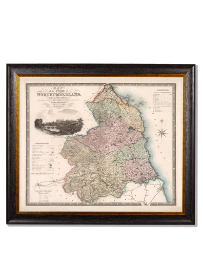 c 1830 map of the county of bedford in size 70 x 84cm - glass-fronted framed wall art print with solid wood frame, a beautiful addition to stylish homes