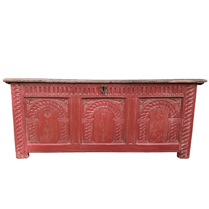 Oak Georgian Blanket Chest Painted in Small & Co Furniture Paint in Cricket Leather, With Light Wax Effect.The Furniture Recycling ShopBlanket Chest