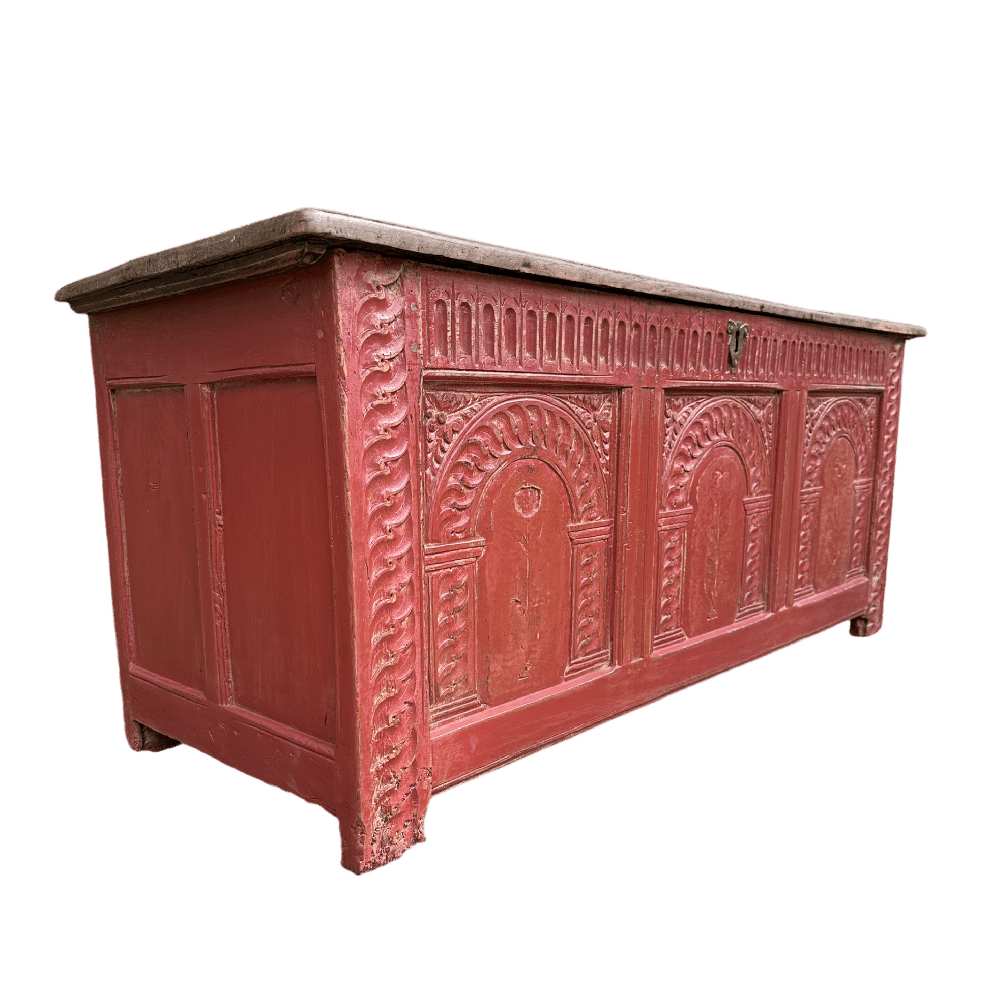 Oak Georgian Blanket Chest Painted in Small & Co Furniture Paint in Cricket Leather, With Light Wax Effect.The Furniture Recycling ShopBlanket Chest