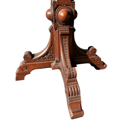Octagonal Antique Occasional Dining / Side / Hall Table With Gothic Carved Pedestal BaseThe Furniture Recycling Shop