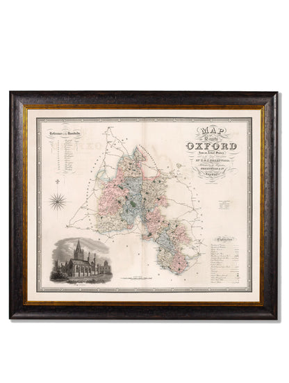 c 1830 map of the county of bedford in size 70 x 84cm - glass-fronted framed wall art print with solid wood frame, a beautiful addition to stylish homes