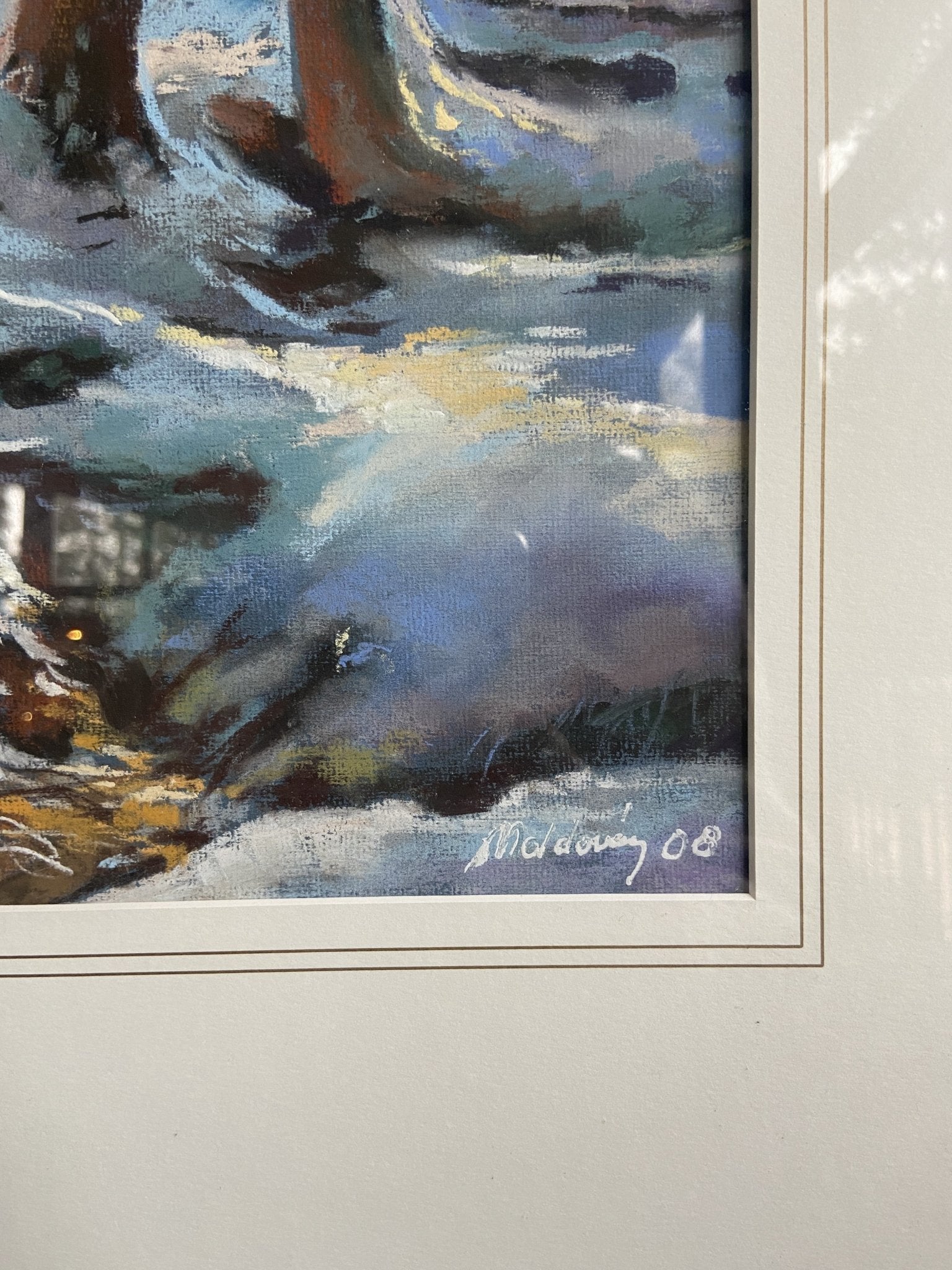 Painting-Large Framed Pastel Snowy Woodland SceneThe Furniture Recycling Shop