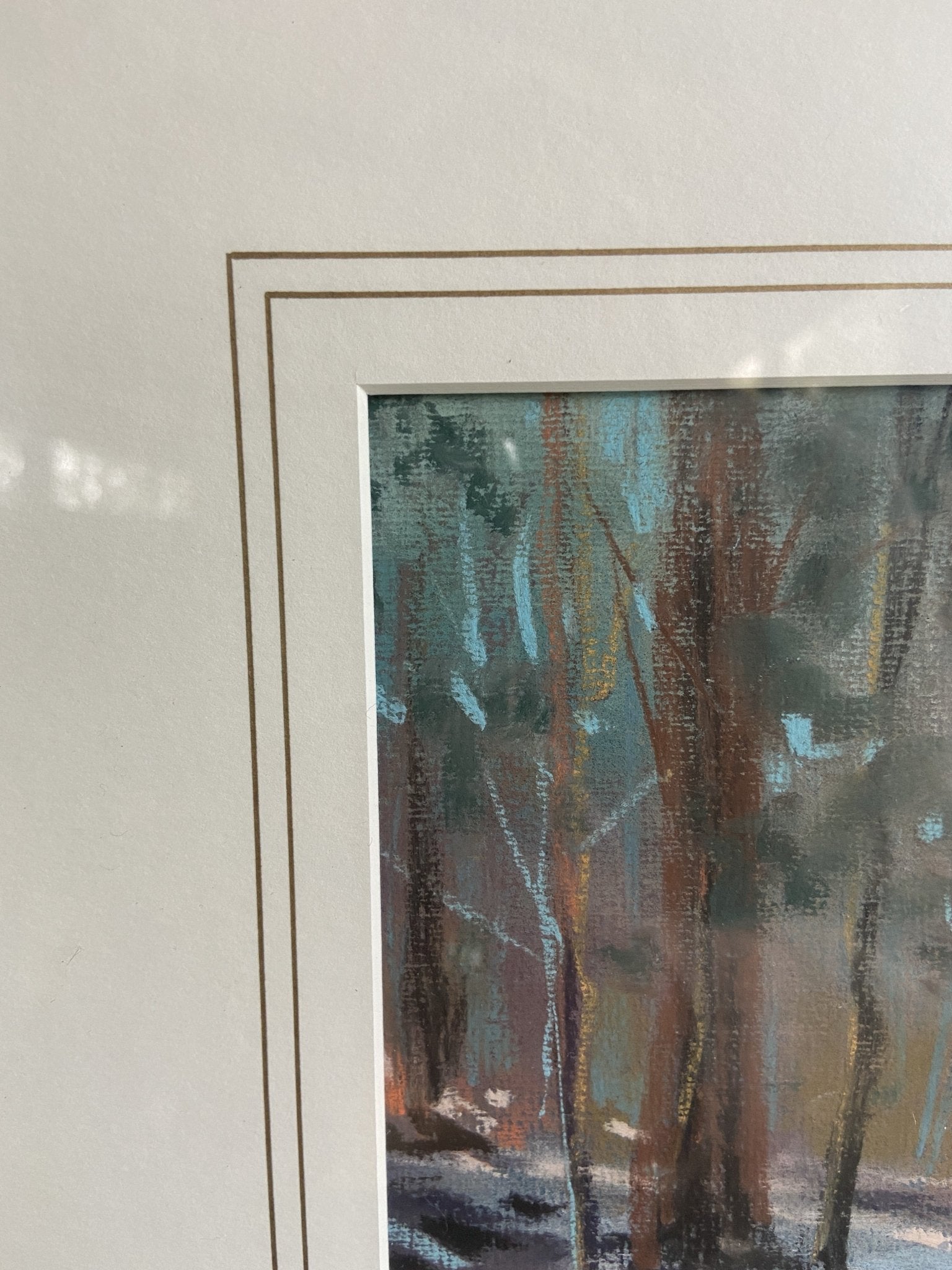 Painting-Large Framed Pastel Snowy Woodland SceneThe Furniture Recycling Shop