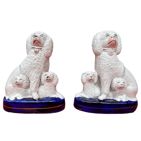 Pair of 19th Century Ceramic Staffordshire Poodle DogsThe Furniture Recycling Shop