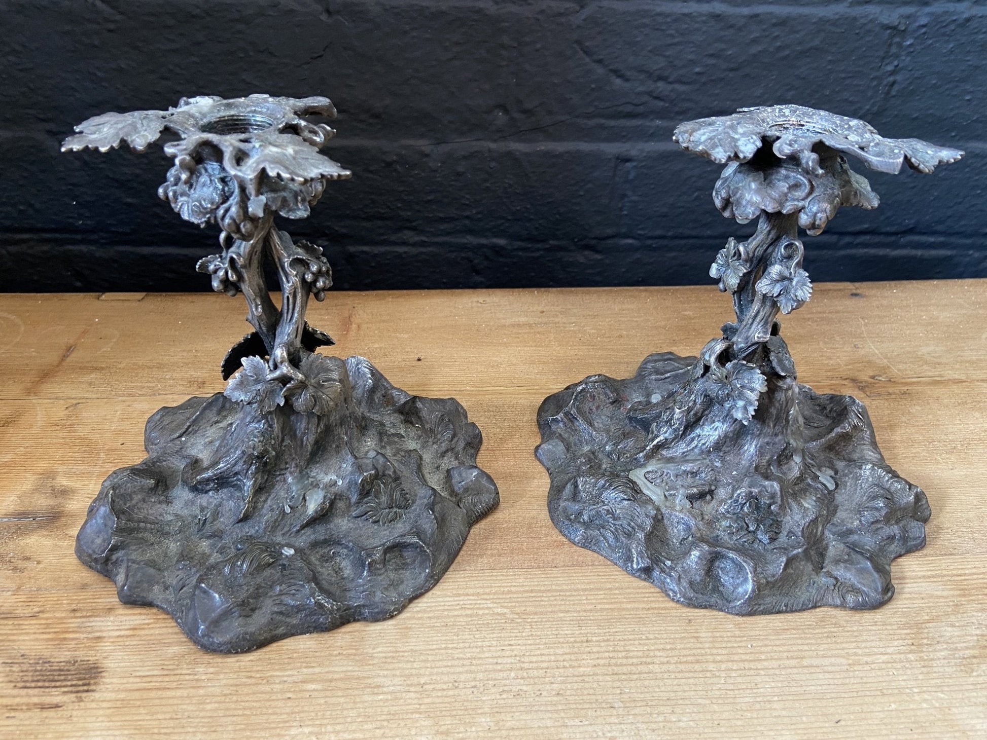 Pair of English Silver-Plated Candlesticks, Ellington &Co.The Furniture Recycling Shop