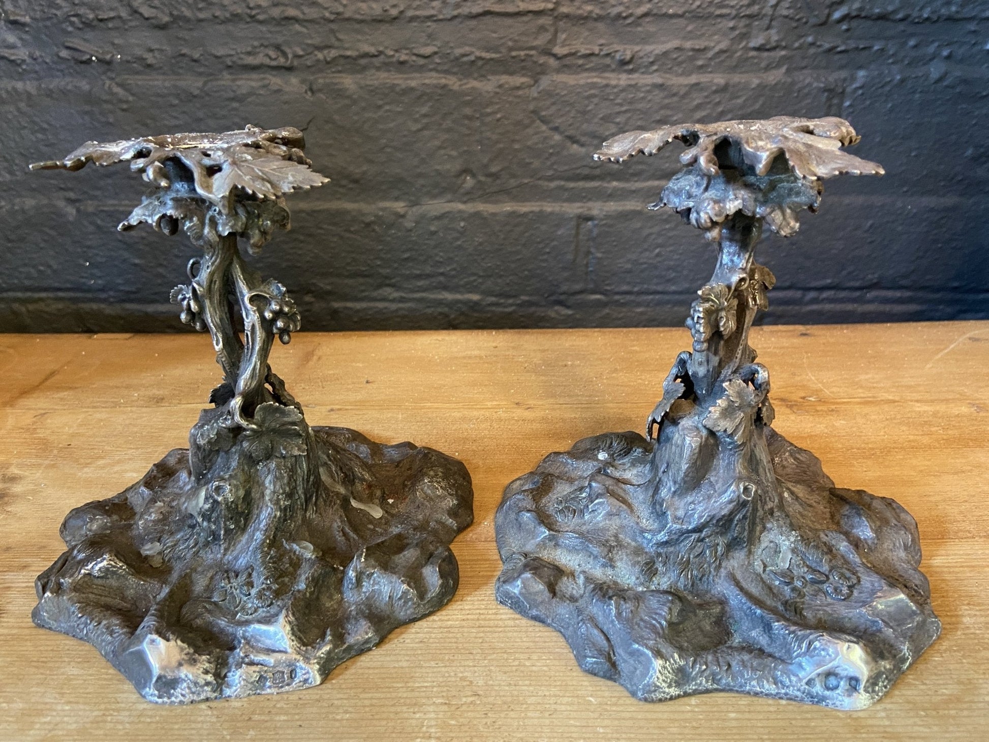 Pair of English Silver-Plated Candlesticks, Ellington &Co.The Furniture Recycling Shop