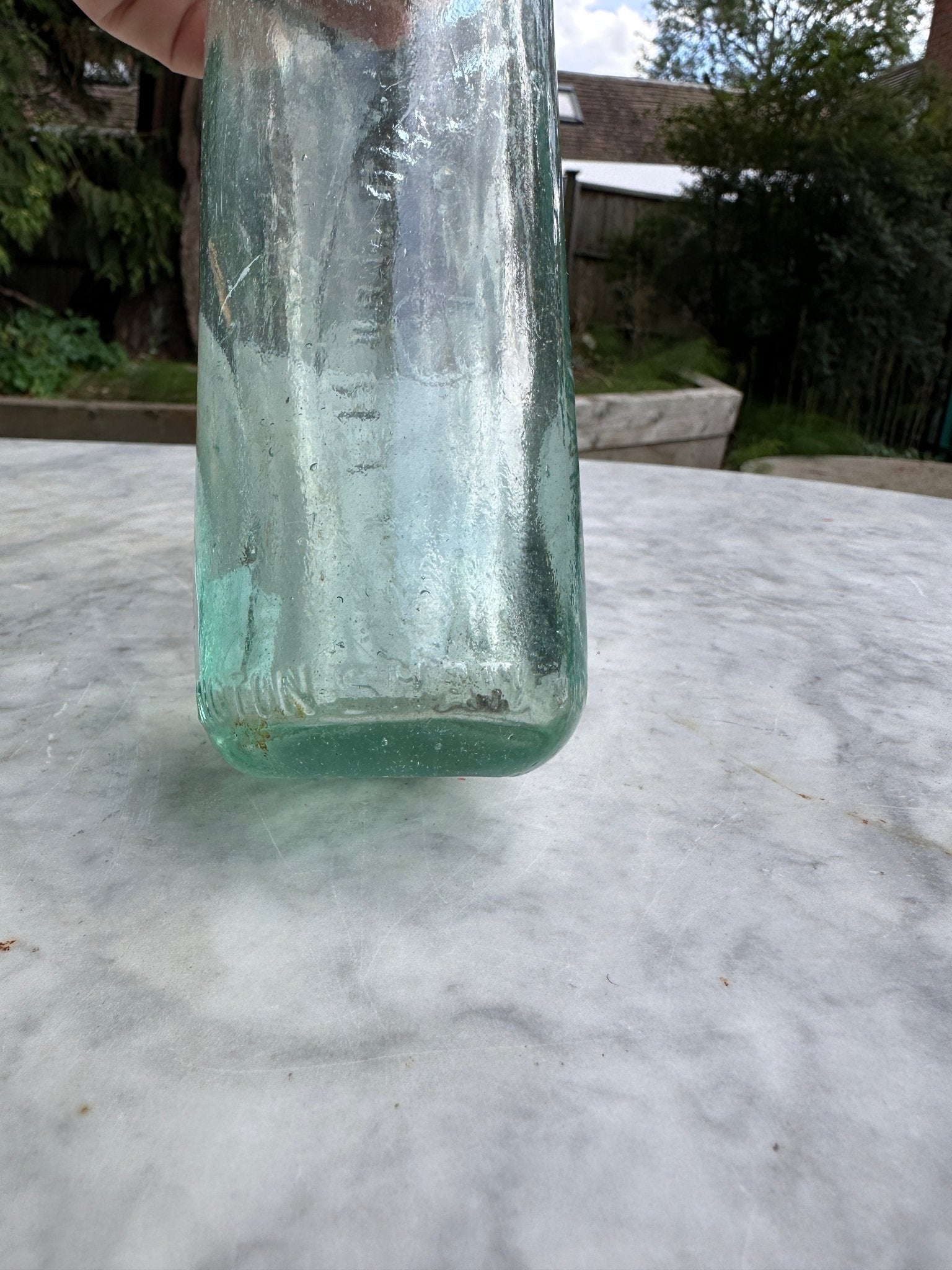 P.Dowd, Manchester Antique Aqua Glass Bottle - Vintage Glass BottleThe Furniture Recycling ShopBottle