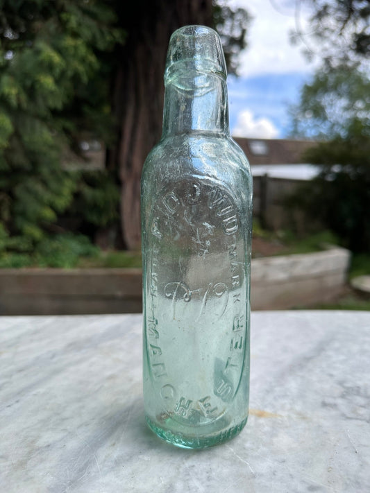 P.Dowd, Manchester Antique Aqua Glass Bottle - Vintage Glass BottleThe Furniture Recycling ShopBottle