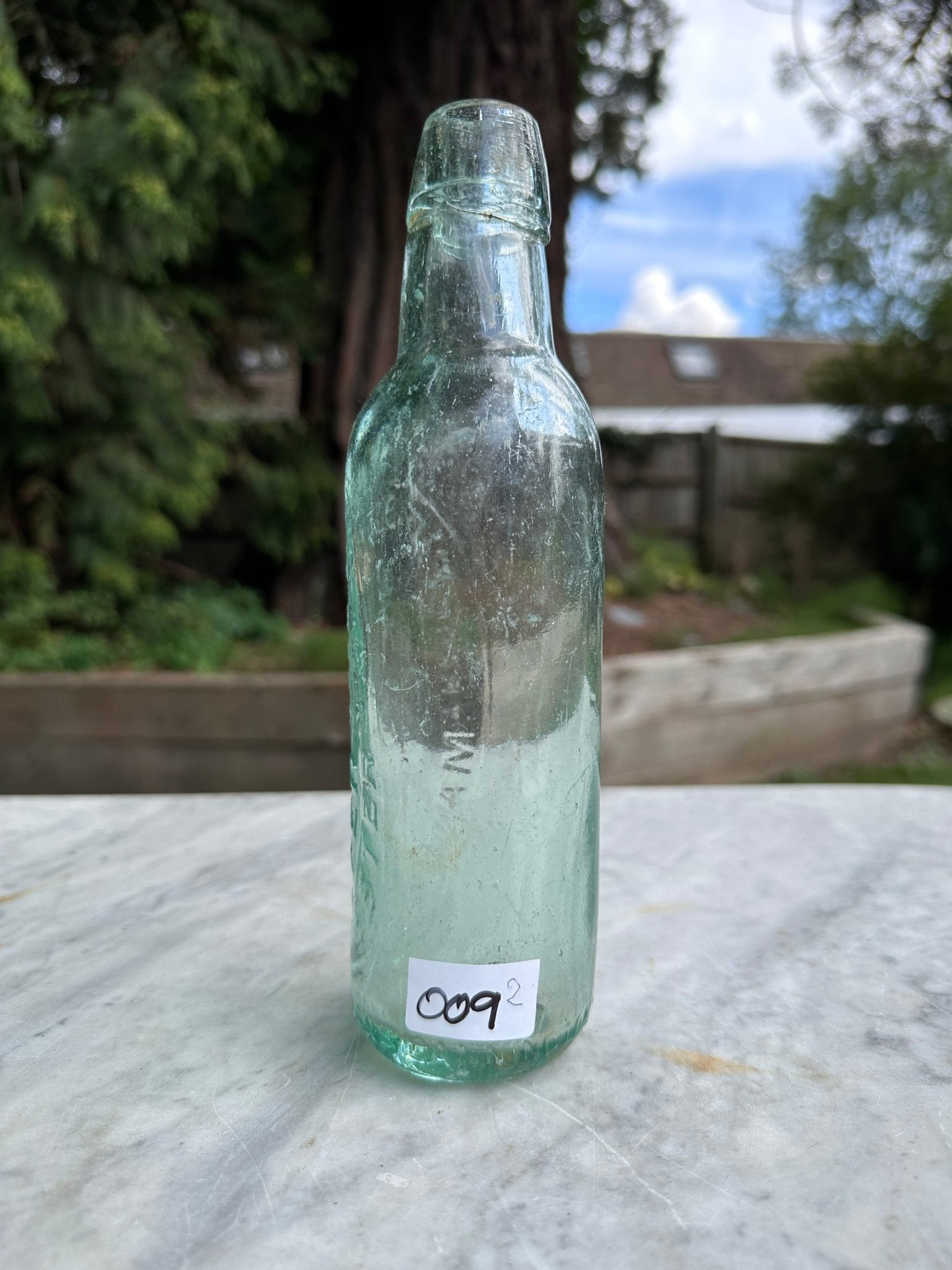 P.Dowd, Manchester Antique Aqua Glass Bottle - Vintage Glass BottleThe Furniture Recycling ShopBottle