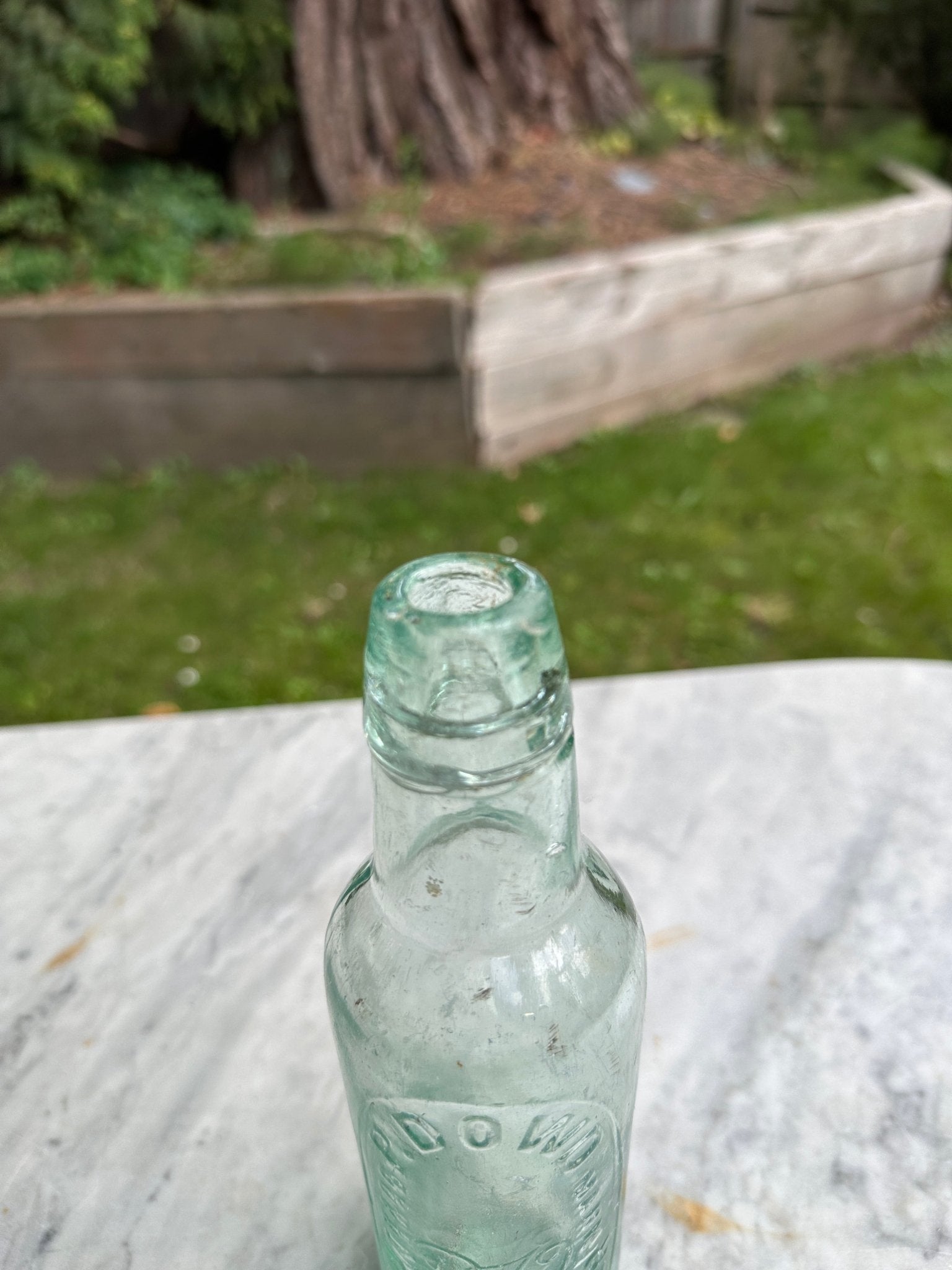 P.Dowd, Manchester Antique Aqua Glass Bottle - Vintage Glass BottleThe Furniture Recycling ShopBottle
