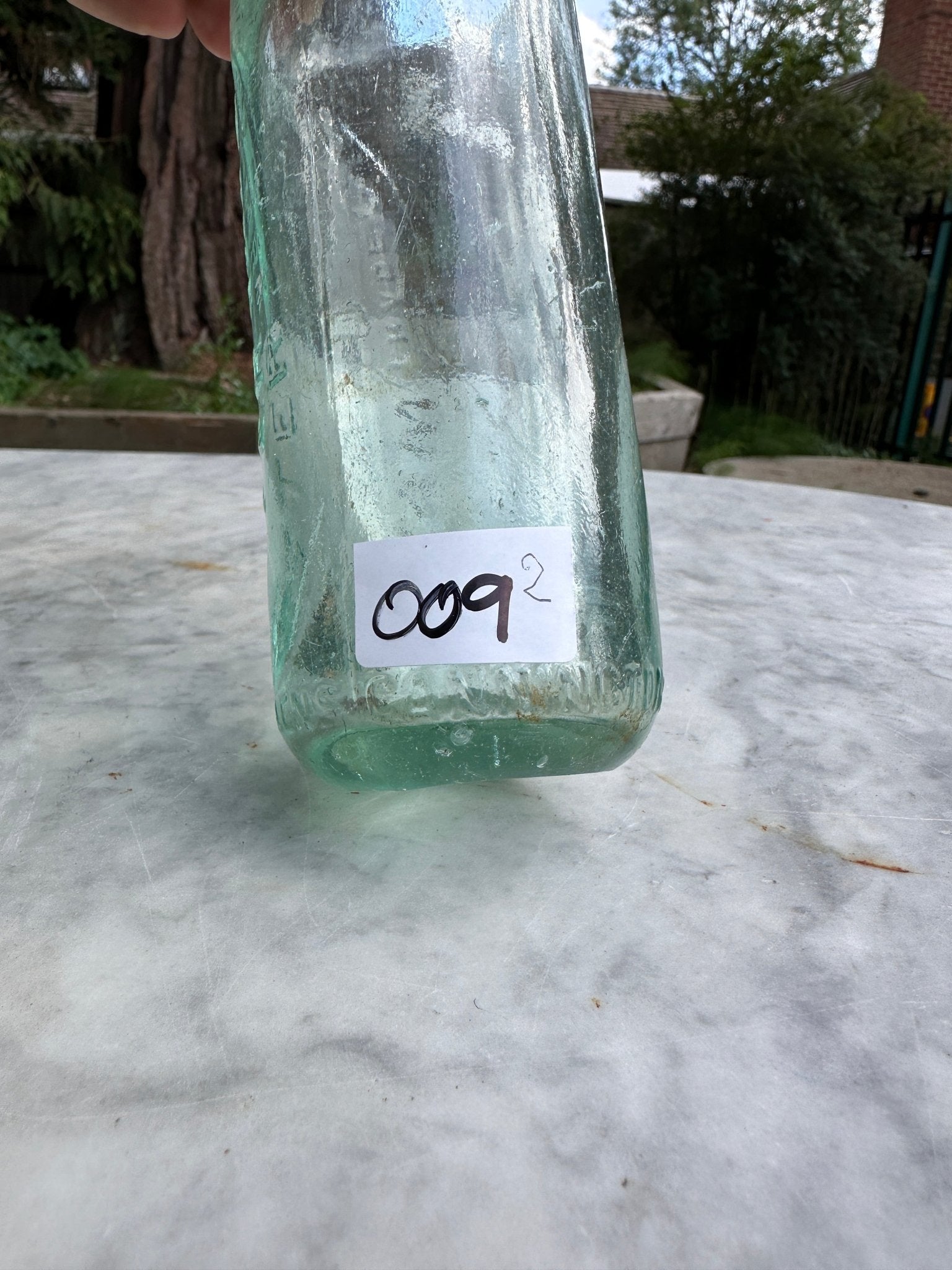 P.Dowd, Manchester Antique Aqua Glass Bottle - Vintage Glass BottleThe Furniture Recycling ShopBottle