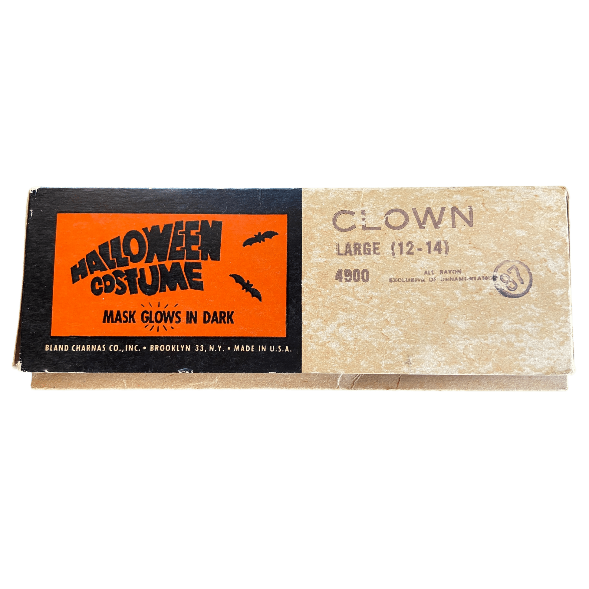 Rare 1960's Vintage Halloween Glow in the Dark Clown Mask & Costume from Spook Town by Ben Cooper, New York Size Large (12 - 14)The Furniture Recycling ShopHalloween Dress Up