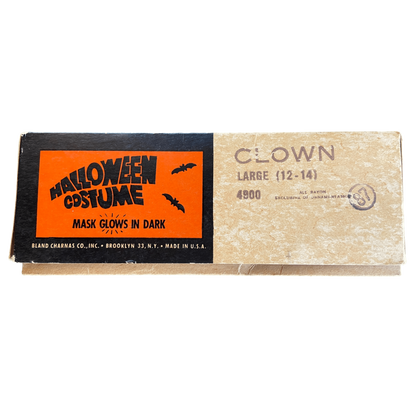 Rare 1960's Vintage Halloween Glow in the Dark Clown Mask & Costume from Spook Town by Ben Cooper, New York Size Large (12 - 14)The Furniture Recycling ShopHalloween Dress Up