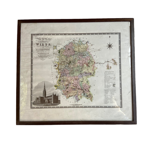 Reproduction Framed Print Of a Map of WiltshireThe Furniture Recycling Shop