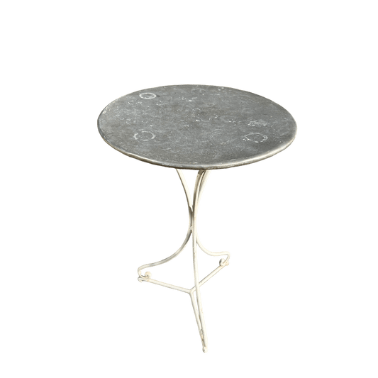 Round Zinc Topped Table With Metal Pedestal BaseThe Furniture Recycling Shop