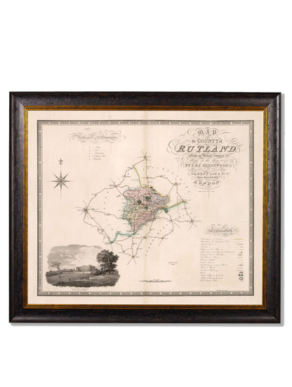 c 1830 map of the county of bedford in size 70 x 84cm - glass-fronted framed wall art print with solid wood frame, ideal for contemporary home styling