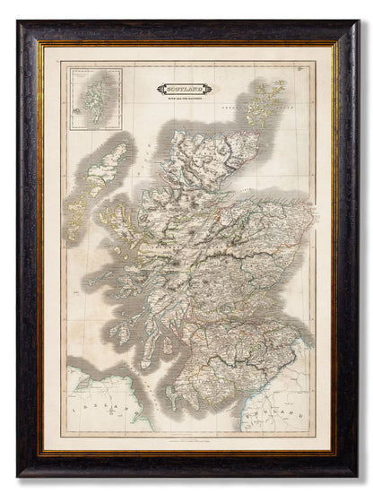 c.1831 Map of Scotland in size 50 x 70cm - glass-fronted framed wall art print with solid wood frame, perfect for statement wall decor