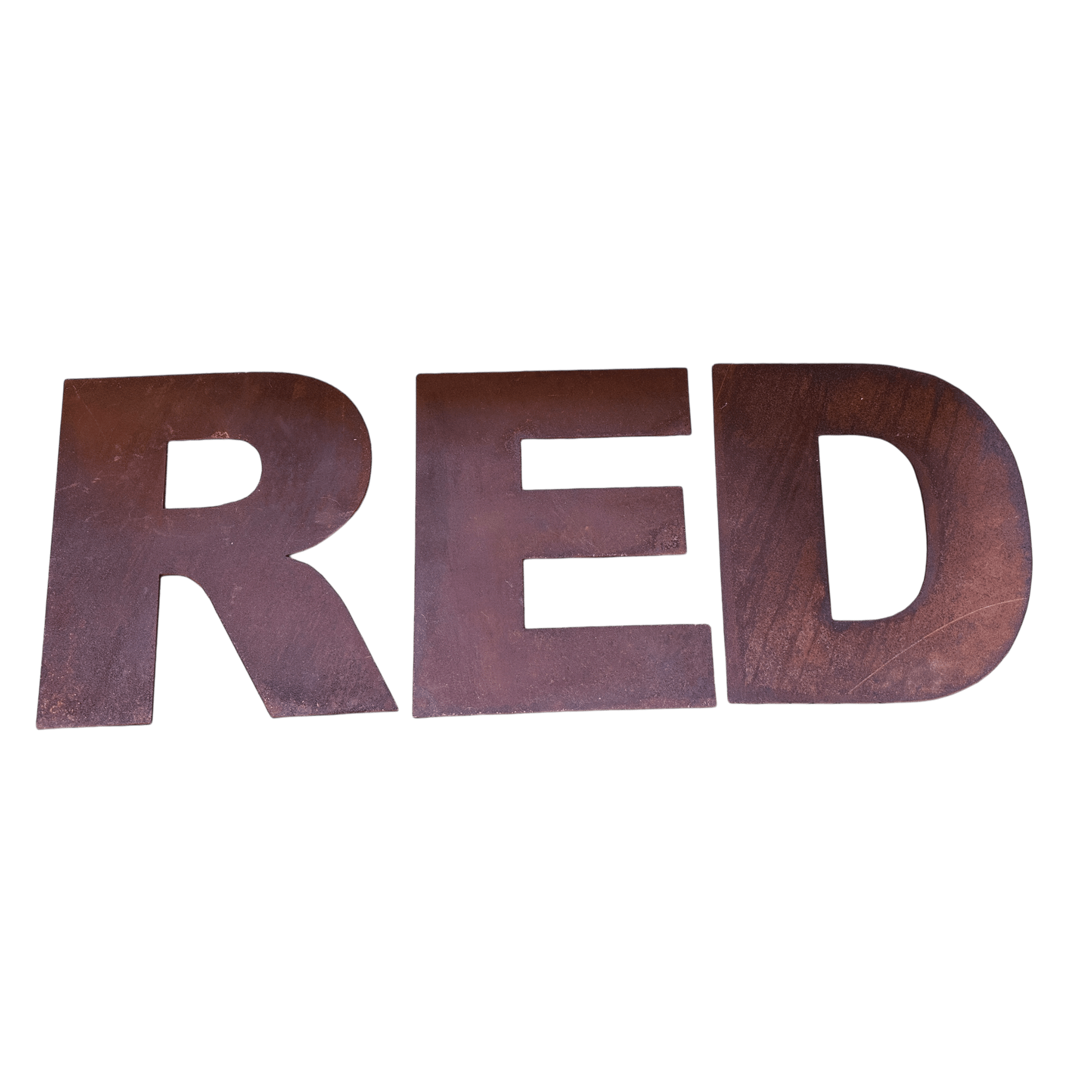 Set of 3 Metal Sign Letters Spelling REDThe Furniture Recycling Shop