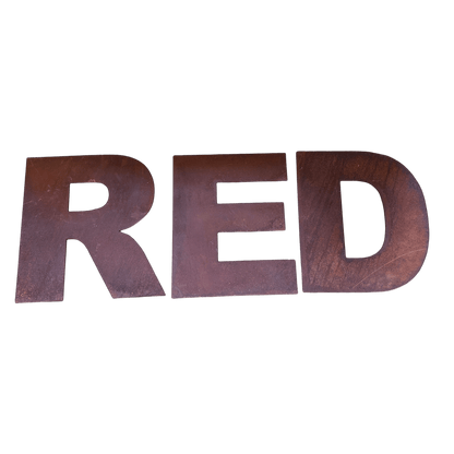 Set of 3 Metal Sign Letters Spelling REDThe Furniture Recycling Shop