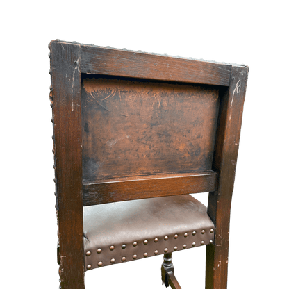 Set of 6 Jacobean Style Gothic Oak and Leather Dining ChairsThe Furniture Recycling Shop