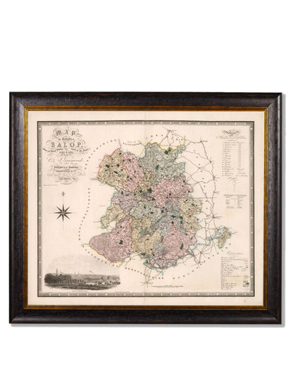 c 1830 map of the county of bedford in size 70 x 84cm - glass-fronted framed wall art print with solid wood frame, adds elegance to your decor