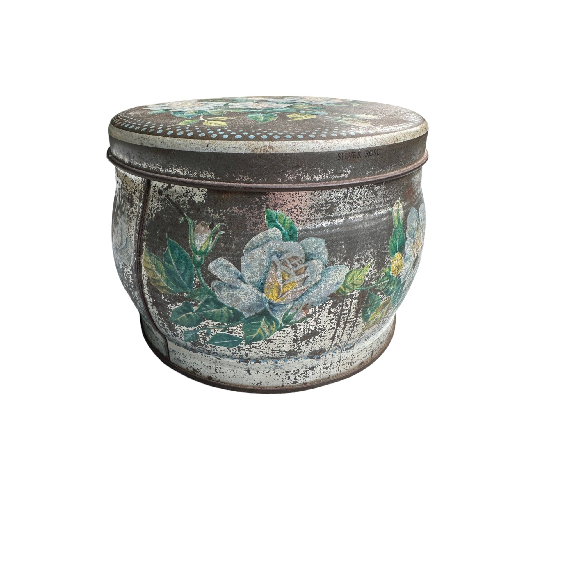 Silver Rose Floral Shabby Chic Huntley & Palmers-Vintage Biscuit Tin, Reading & LondonThe Furniture Recycling ShopTins