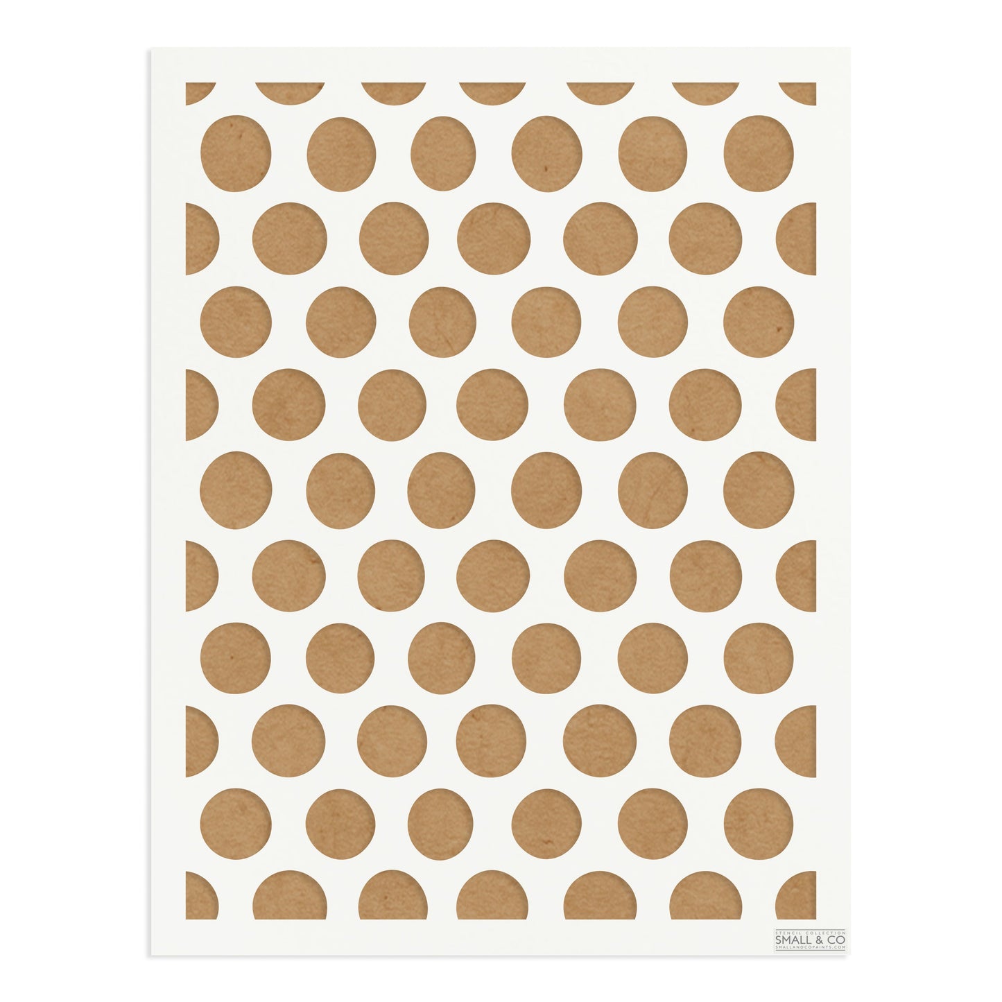 Small & Co Chelsea Polka A3 polka dot furniture paint stencil – classic tileable dots on 250-micron Mylar for furniture, walls, fabrics and vintage style.