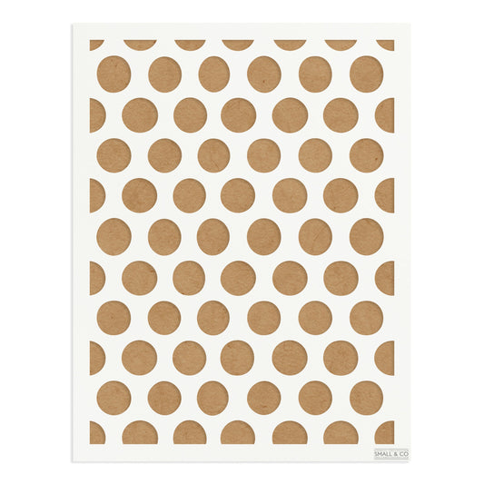 Small & Co Chelsea Polka A3 polka dot furniture paint stencil – classic tileable dots on 250-micron Mylar for furniture, walls, fabrics and vintage style.