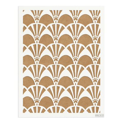 Small & Co Deco Pavilion A3 Art Deco fan and arch furniture paint stencil – tileable 250-micron Mylar for glamorous walls, cabinets and borders.