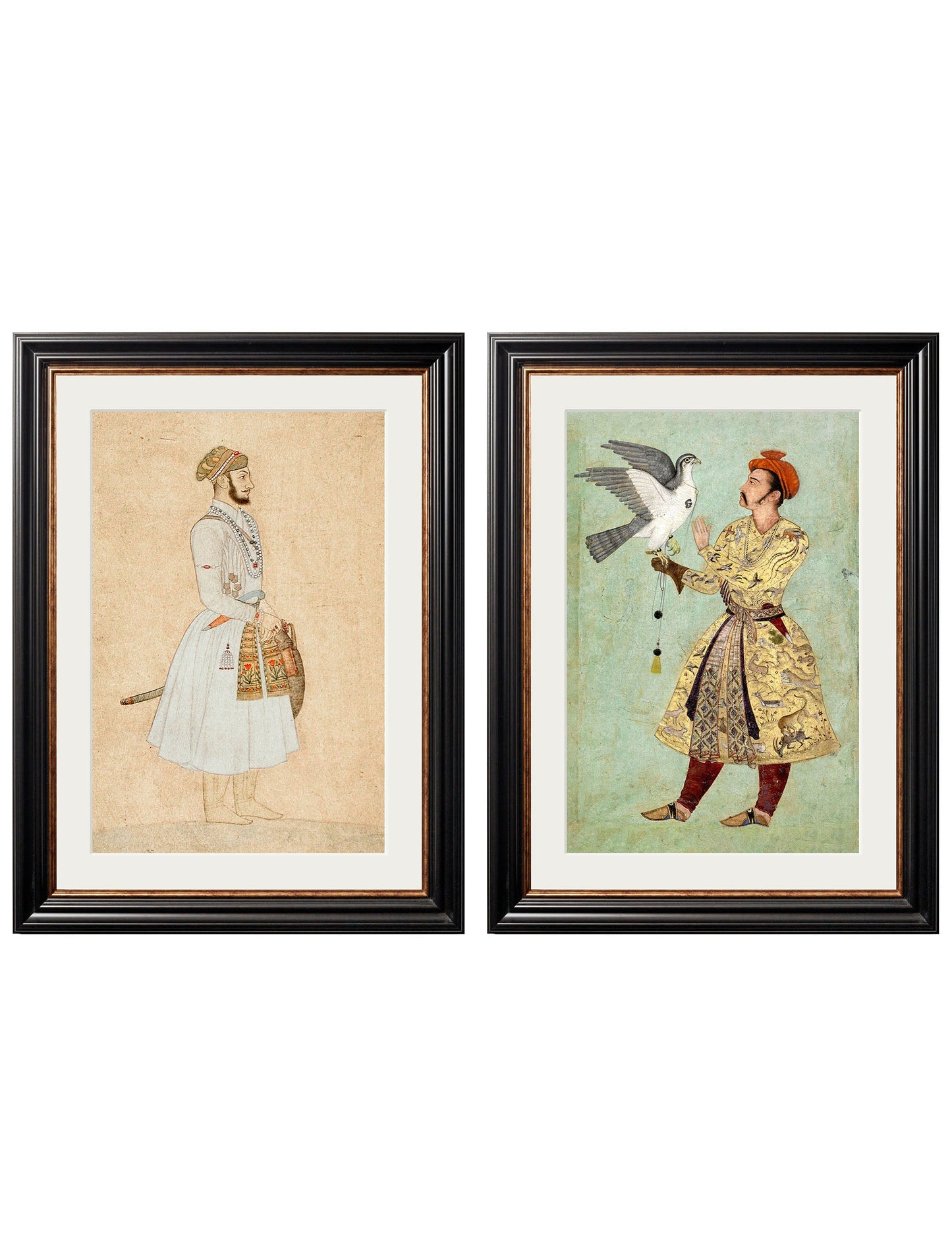 mughals in size 38 x 50cm - glass-fronted framed wall art print with solid wood frame, adds elegance to your decor
