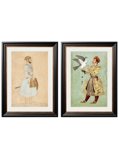 mughals in size 38 x 50cm - glass-fronted framed wall art print with solid wood frame, adds elegance to your decor